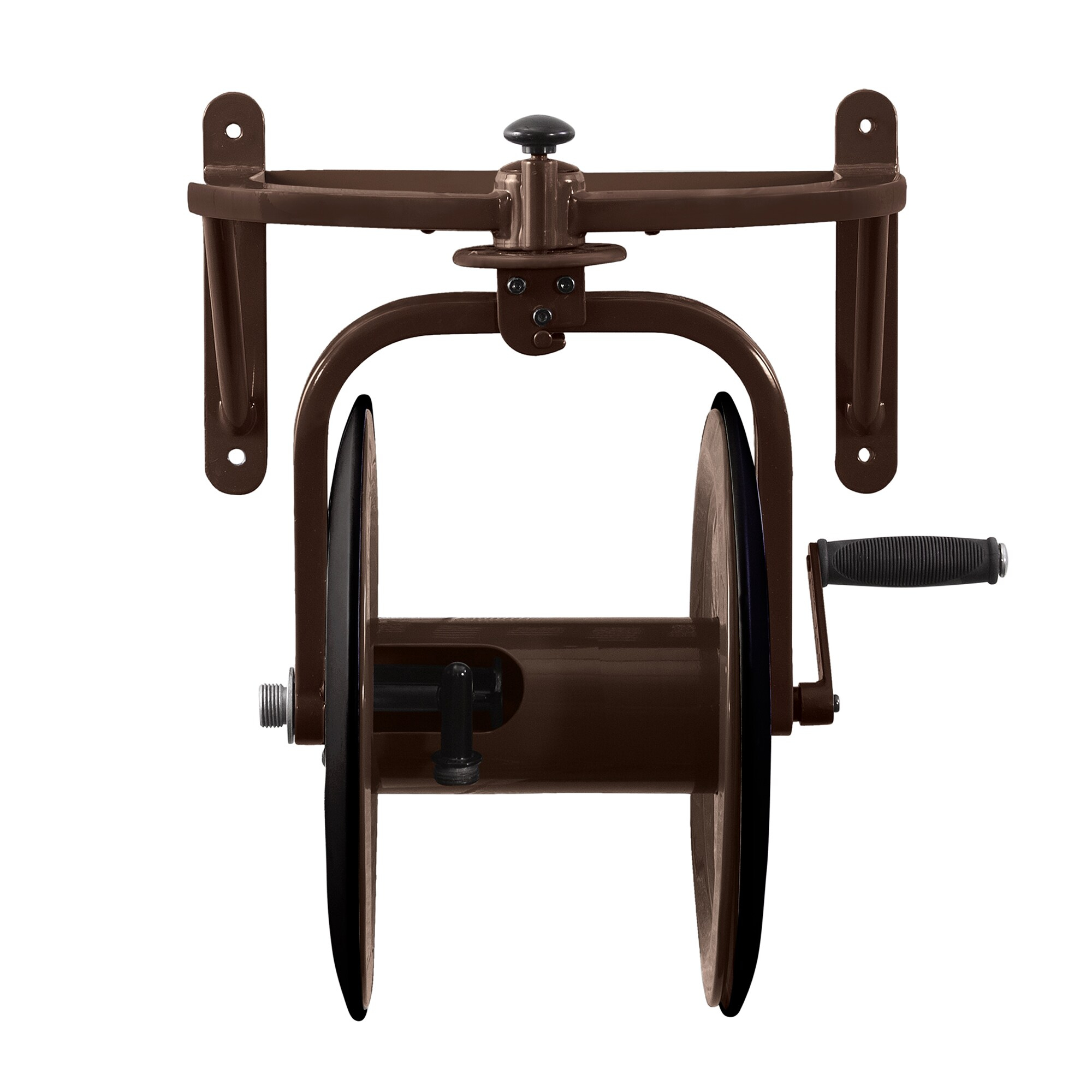 Bronze and Black Steel Wall-Mount Rotating Hose Reel
