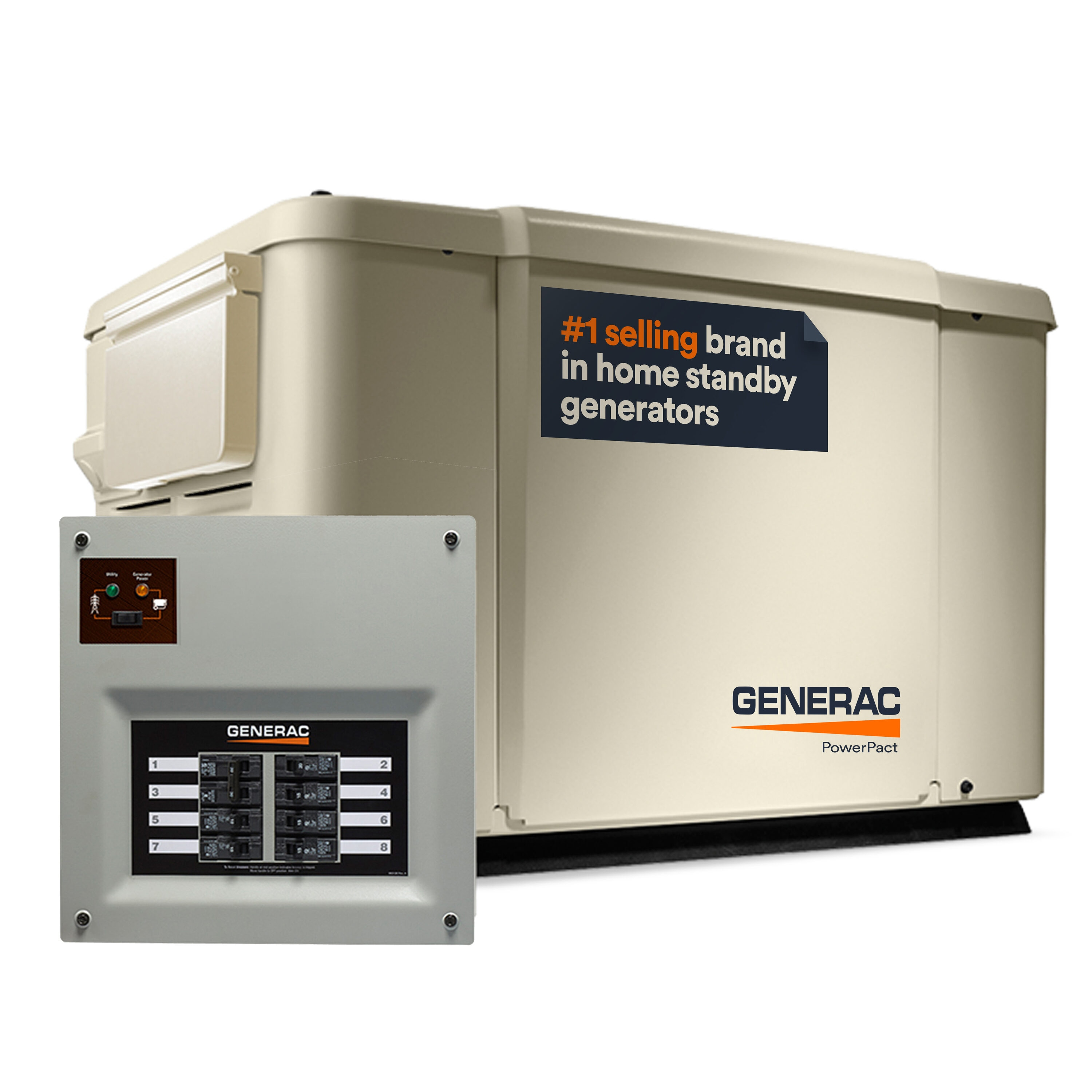 Generac 7.5kW Bisque Steel Standby Generator with Transfer Switch