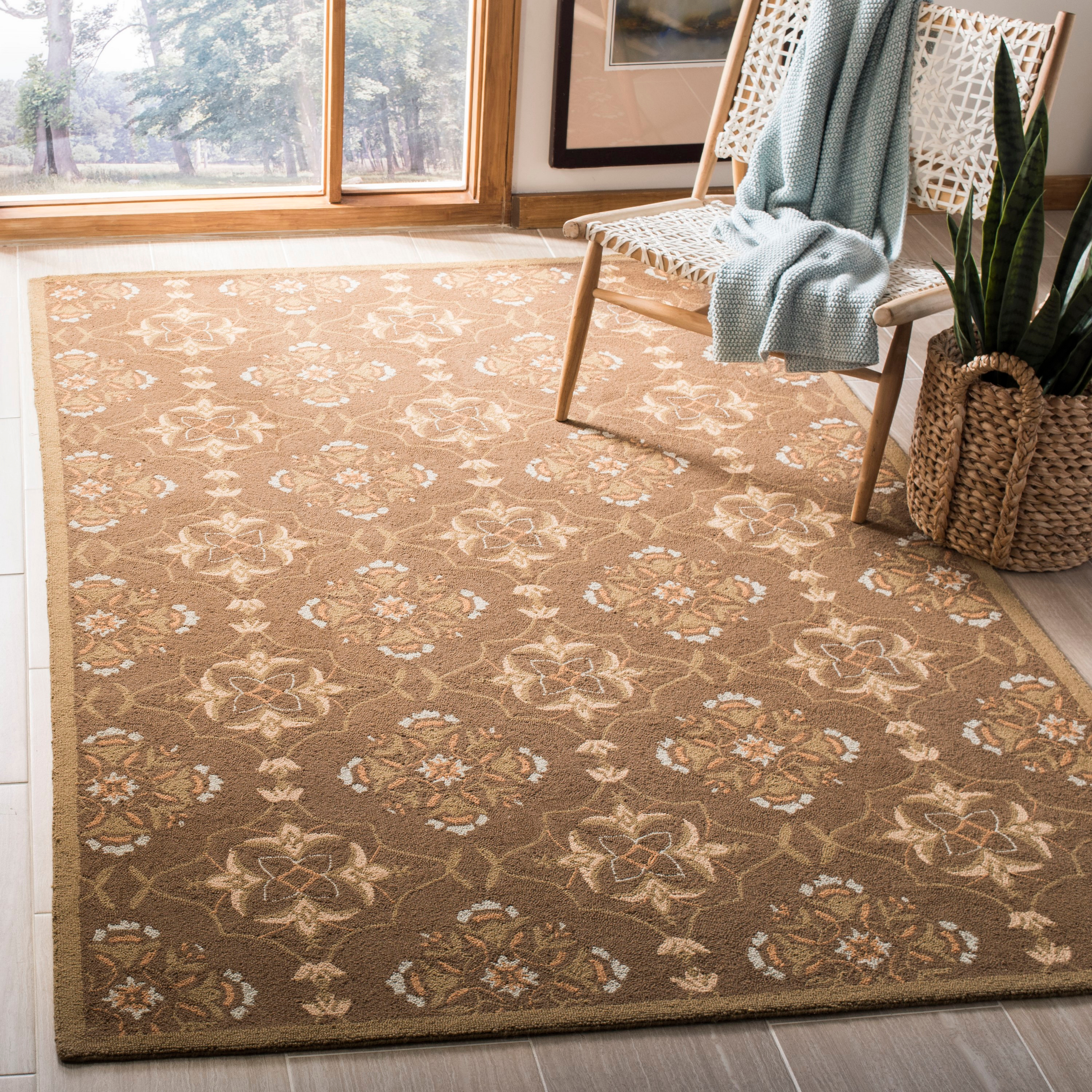 SAFAVIEH Chelsea Jamison Geometric Wool Area Rug, Brown/Green, 6' x 9'