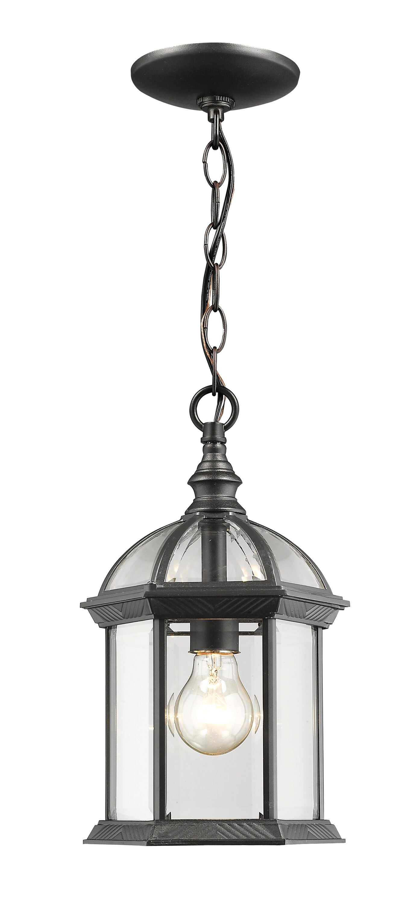 1 Light Outdoor Chain Mount Lantern In Gothic Style 8 Inches Wide By 13.75 Inches High-Black Finish Z-Lite 563Chm-Bk