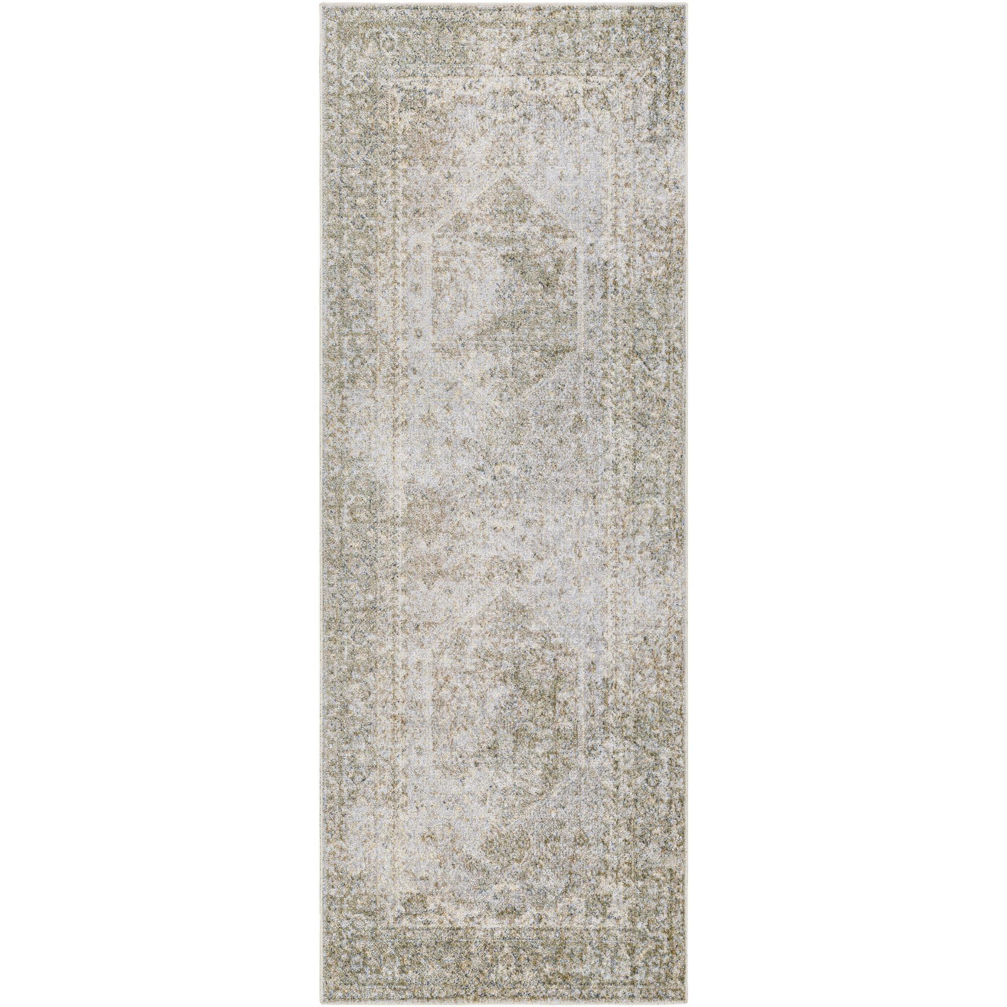 Lillian Traditional Gray 87" x 31" Synthetic Runner Rug