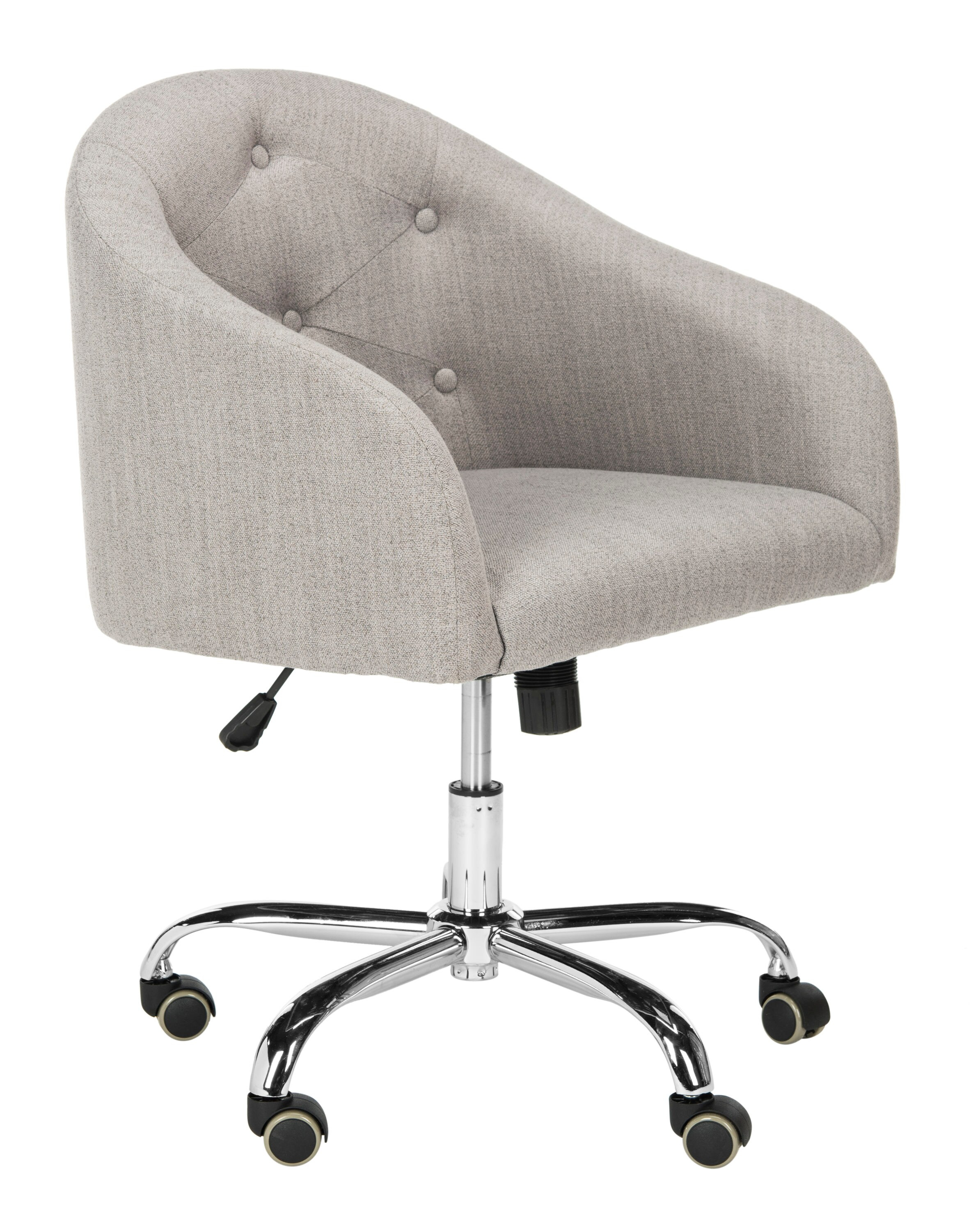 SAFAVIEH Amy Tufted Chrome Leg Swivel Office Chair, Grey