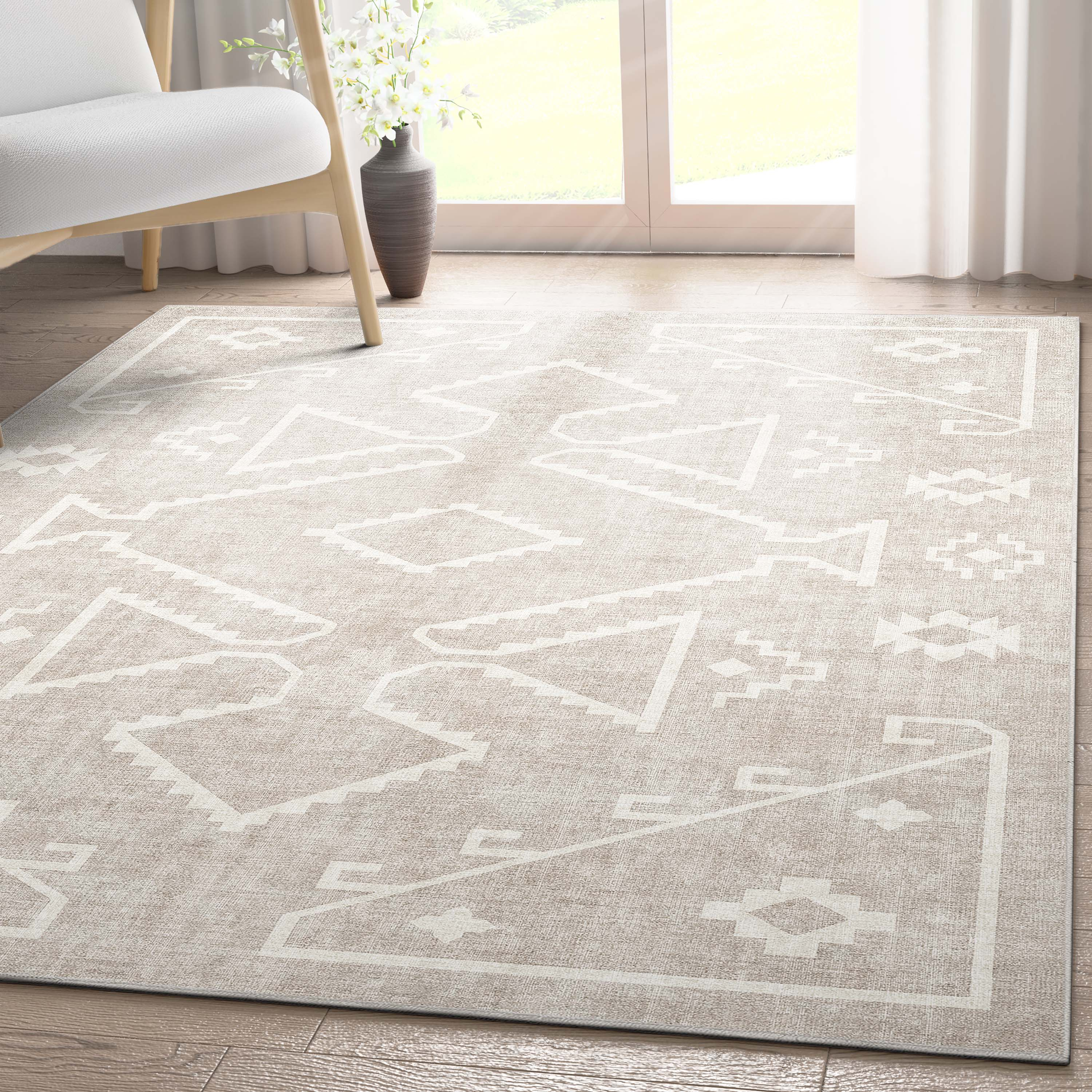 Well Woven Apollo Bottineau Vintage Southwestern Beige Flatweave 5'3" x 7'3" Area Rug