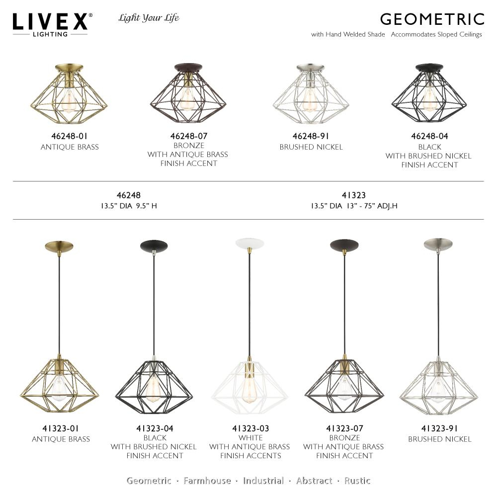 Livex Lighting Geometrix 1 - Light Flush Mount in  Antique Brass