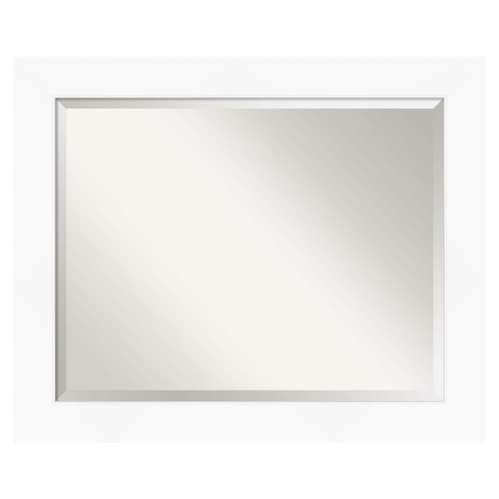 Amanti Art Beveled Bathroom Wall Mirror - Cabinet White Frame Outer Size: 33 x 27 in