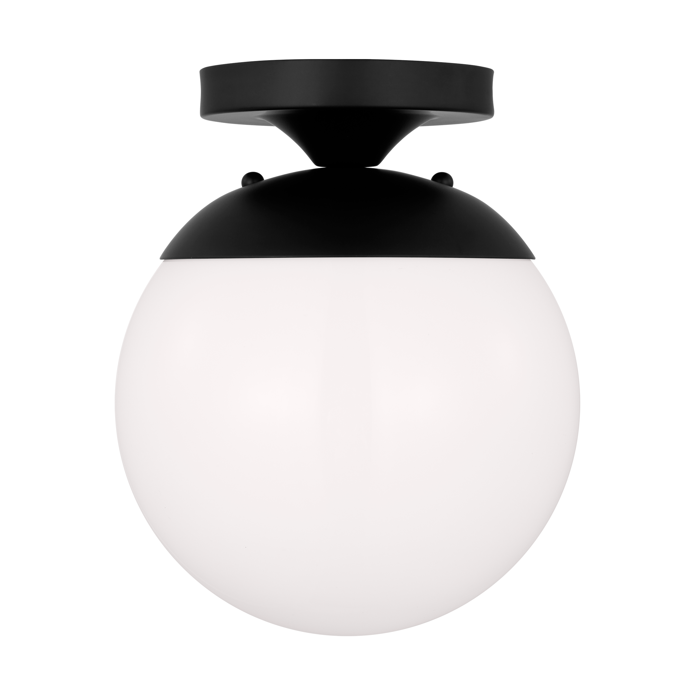 Midnight Black and White Glass Globe Semi Flush Mount Light