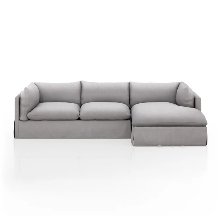Nimbus Beige Linen 115'' Slipcover Chaise Sectional with Shelter Arms