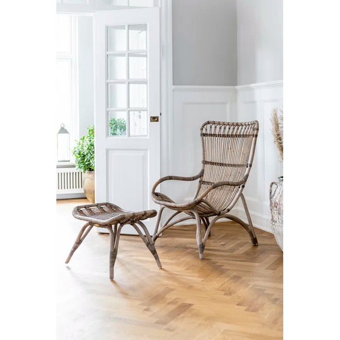 Monet Highback Rattan Lounge Chair and Footstool