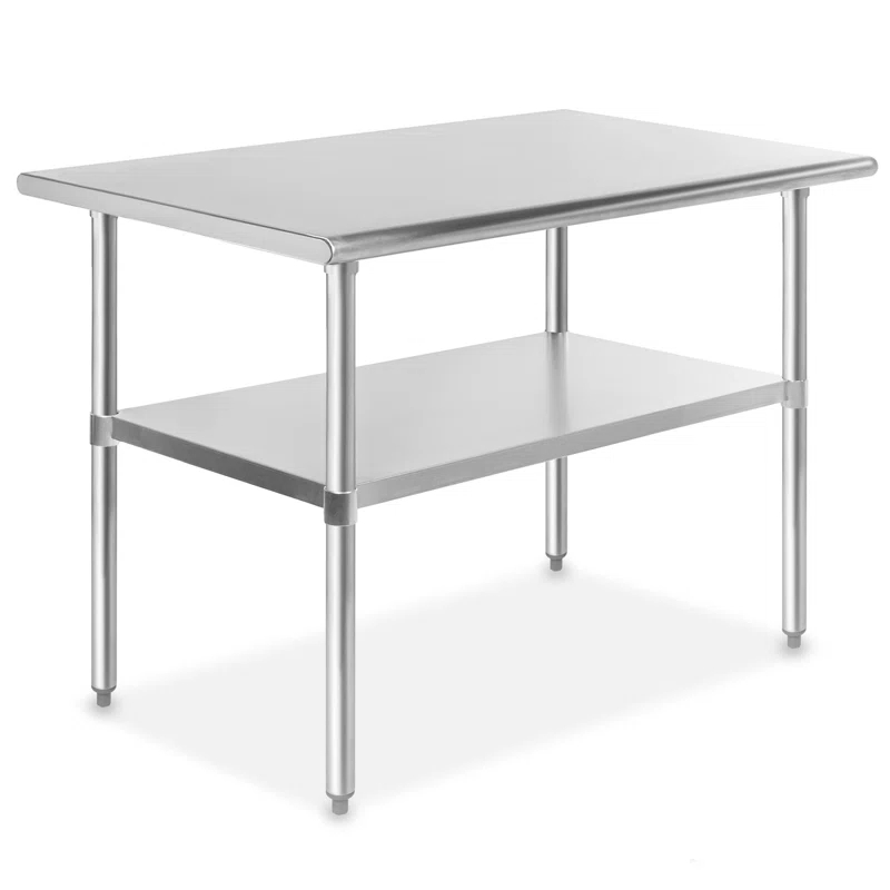 30" D x 34.5" H Stainless Steel Prep Station with Undershelf