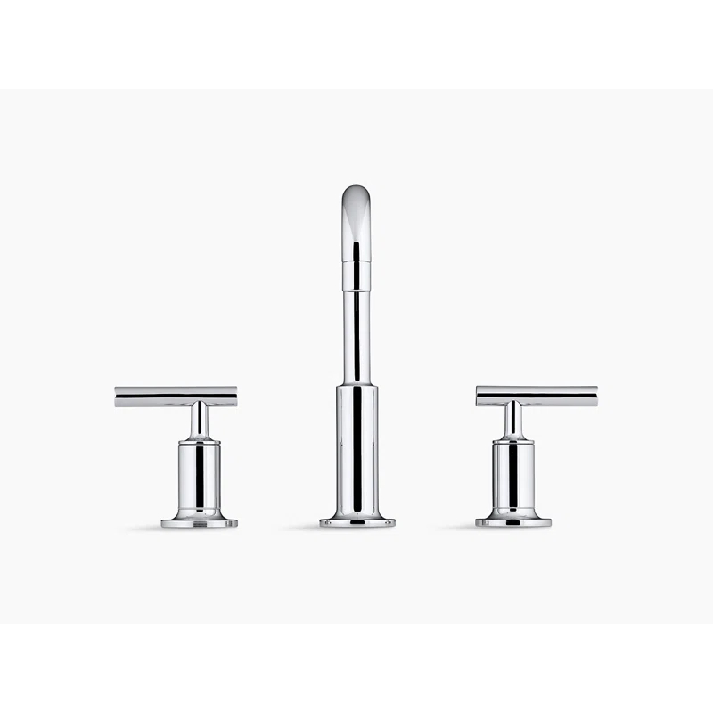 Purist® Widespread Faucet with Drain Assembly Low Lever Handles and Low Gooseneck Spout
