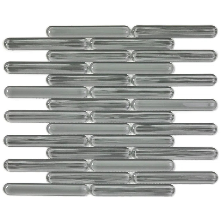 Reed 11.81 in. x 12.04 in. Polished Glass Wall Mosaic Tile (0.98 Sq. Ft. / Each)