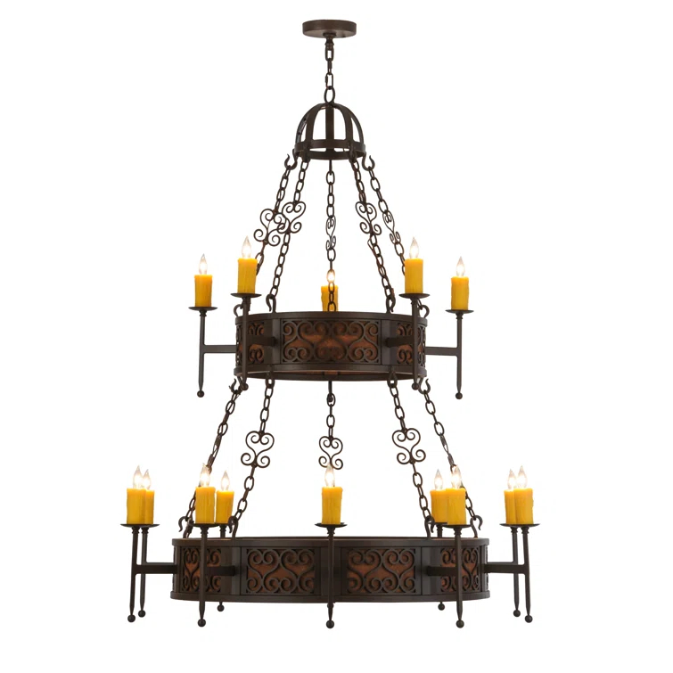 Toscano 48" Bronze Two-Tier Candle Chandelier