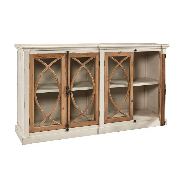 Chamblis 80-inch Fretwork Hutch Sideboard Server with Cremone Bolts