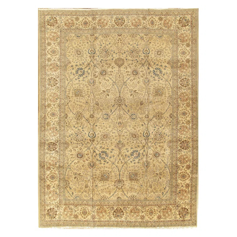 Pasargad Antique One-of-a-Kind Rectangle 9'6" X 13'5" 1910s Wool Area Rug in Beige/Peach