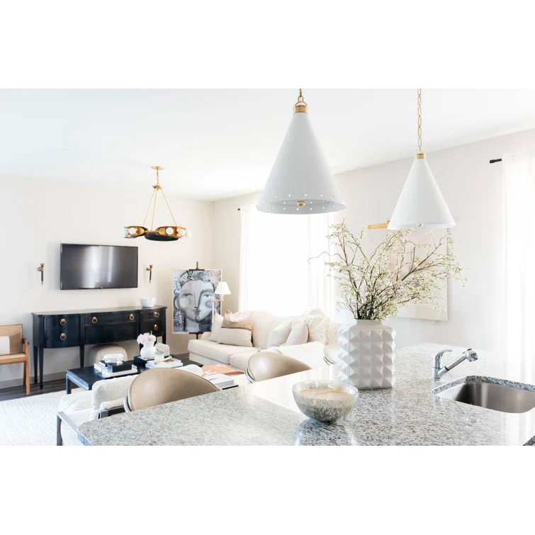 Buxton Pendant Light - White and Brass / Medium