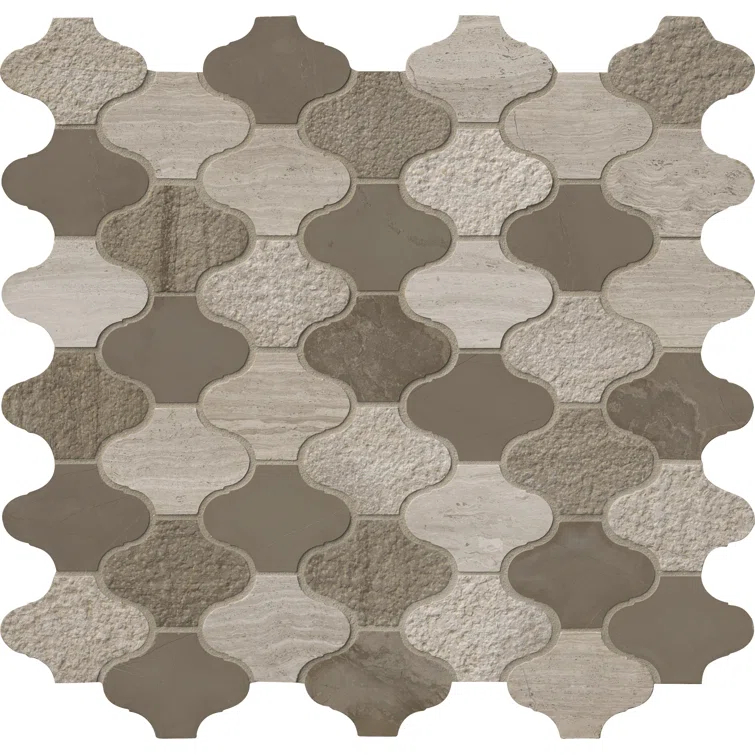 Arctic Storm Arabesque Marble Mosaic Tile in Gray