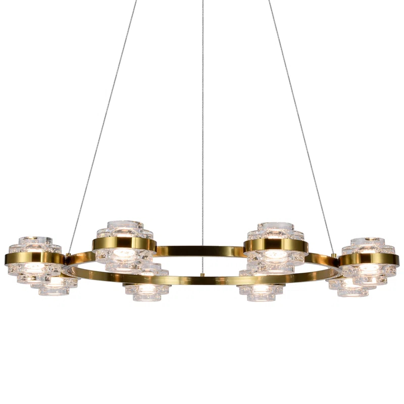 Milano 33-In Ring 8-Light Height Adjustable ETL Certified Integrated LED Circular Chandelier