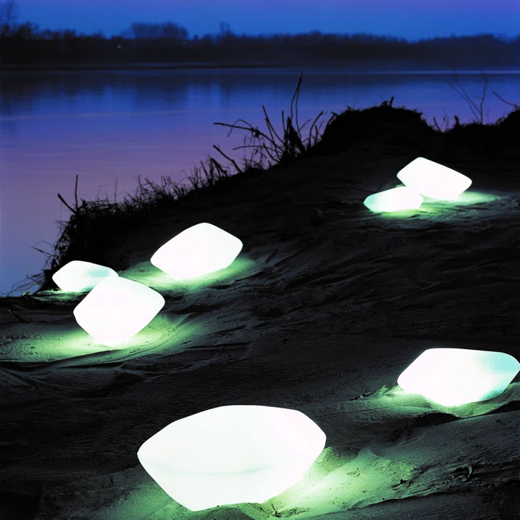 White Polyethylene Outdoor Lawn Ornament Lamp