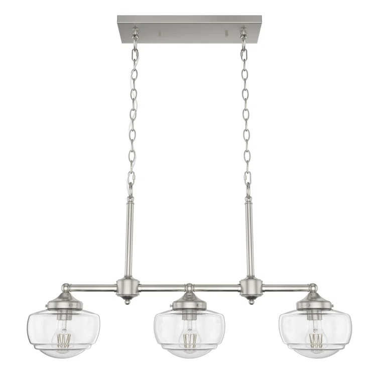 Saddle Creek 3 - Light Kitchen Island Linear Schoolhouse Chandelier