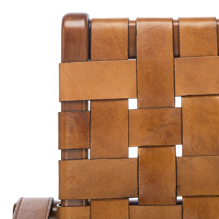 Brenton Solid Brown Leather Loveseat Bench