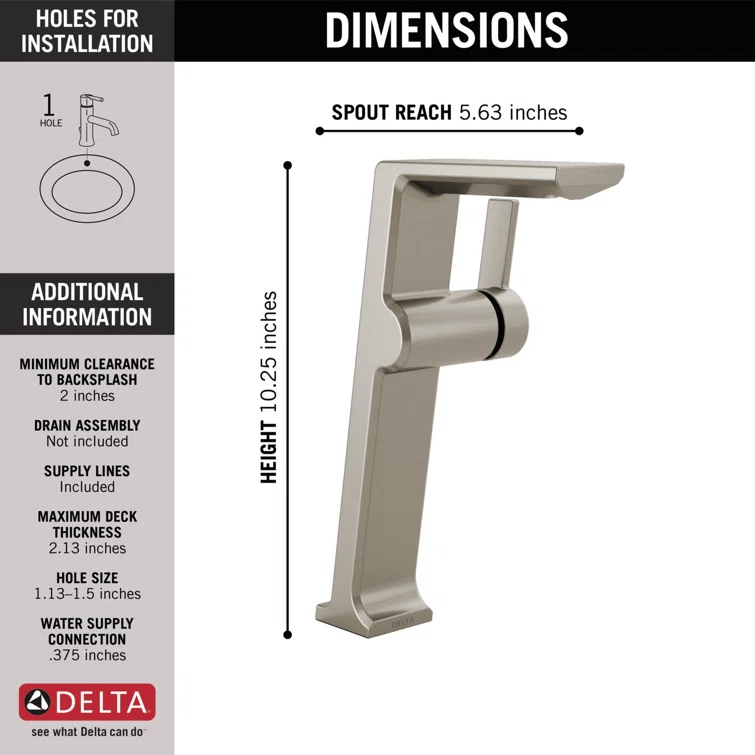 Pivotal Single Hole Bathroom Faucet with Drain Assembly and Diamond™ Seal Technology