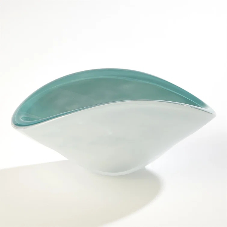 Pinched Cased Glass Bowl-Azure-Lg