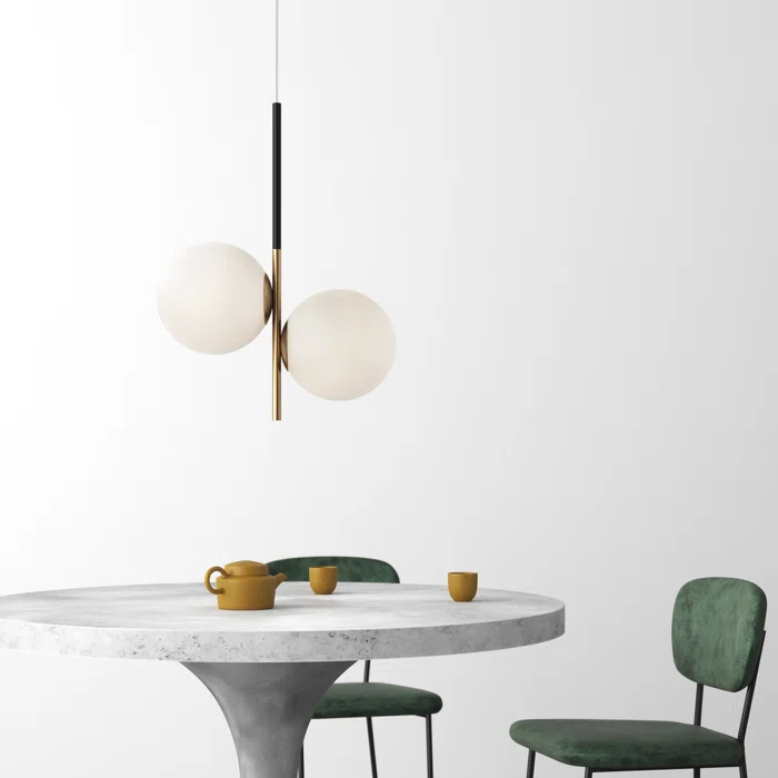 Drake 2 Light Glass Steel Dimmable Pendant