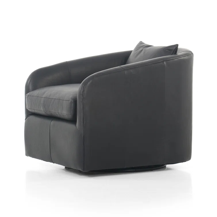 Paralimni Genuine Leather Swivel Armchair