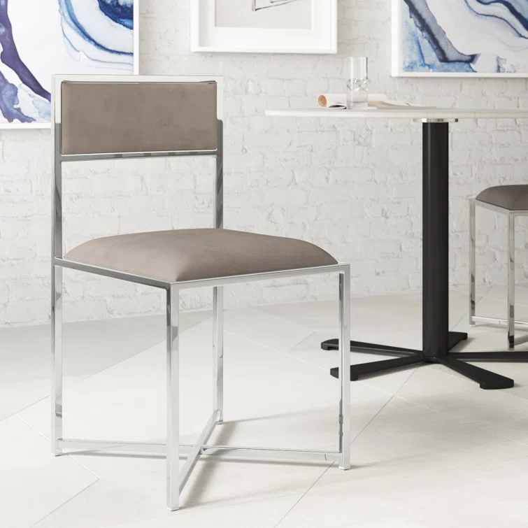 Wade Logan® Aleko 18'' H Faux Leather Upholstered Metal Side Chair (Set of 2)