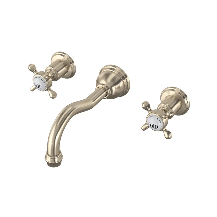 Edwardian Wall Mount Lavatory Faucet Trim With Column Spout