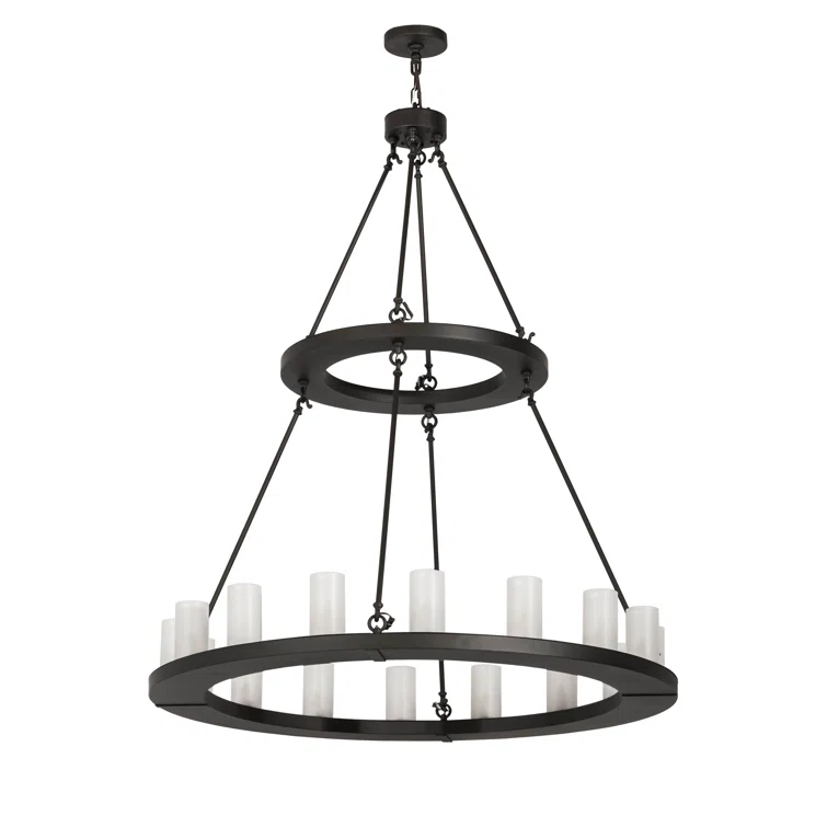 Loxley 16-Light Oil Rubbed Bronze Chandelier with Frosted Glass