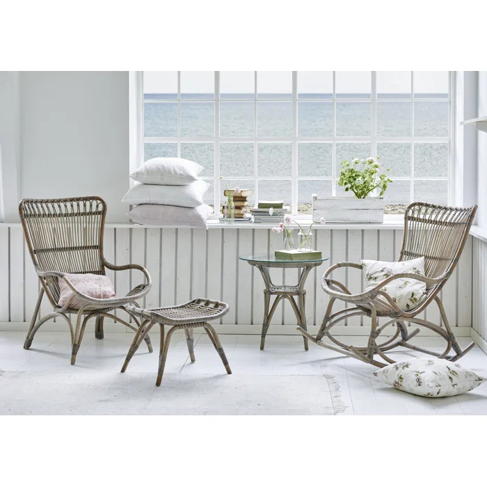 Monet Highback Rattan Lounge Chair and Footstool