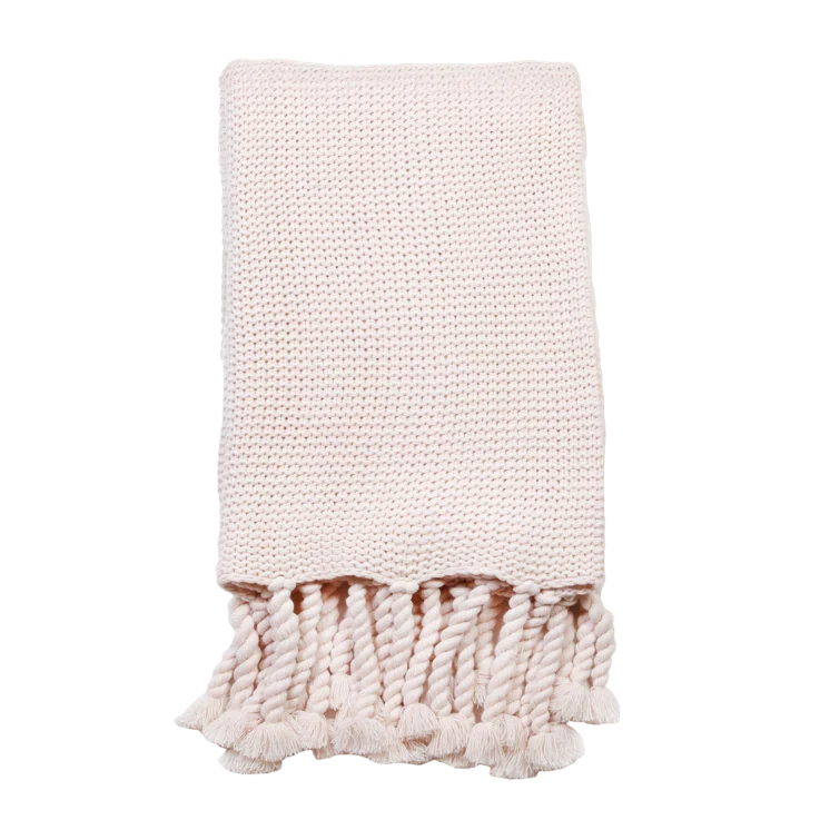 Trestles Chunky Knit Throw by Pom Pom at Home - Blush