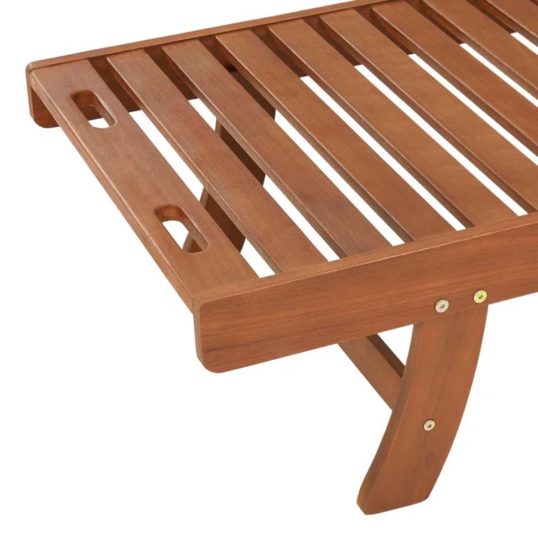 Caspian 73" Wide Eucalyptus Wood Outdoor Lounge Chair with Mesh Seating