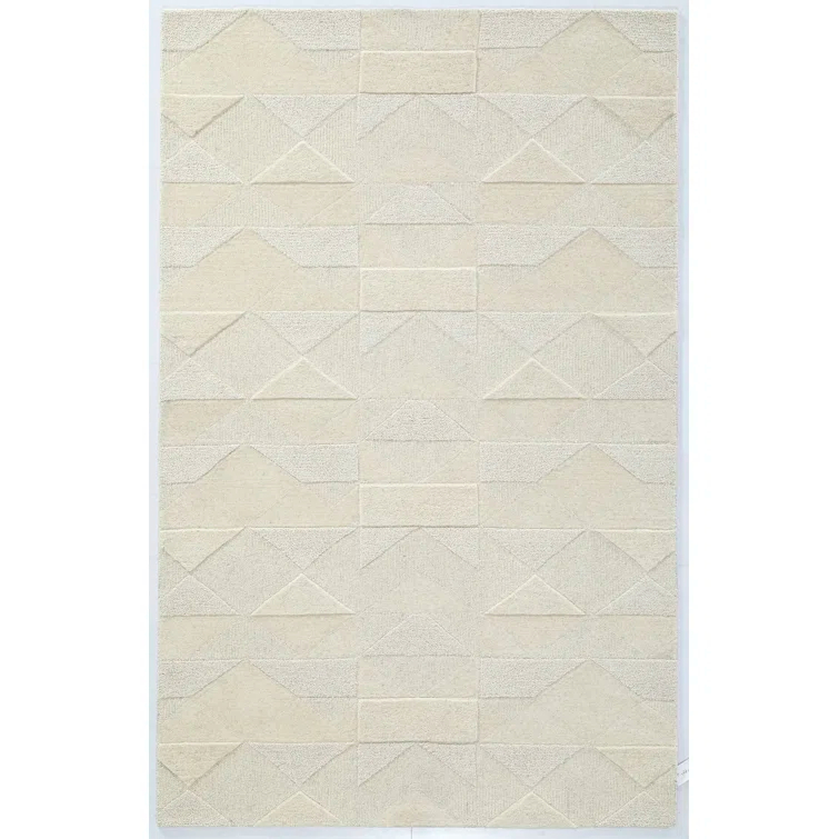 NuStory Essential Ridge 5' x 8' Hand-Tufted Wool Area Rug in Ivory