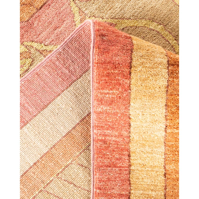 Hand-Knotted Wool Floral Contemporary Pink Area Rug 11' 10" x 15' 0"