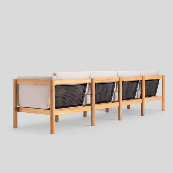 Haven 114'' Wide Outdoor Teak Reversible Patio Sectional with Sunbrella Cushions