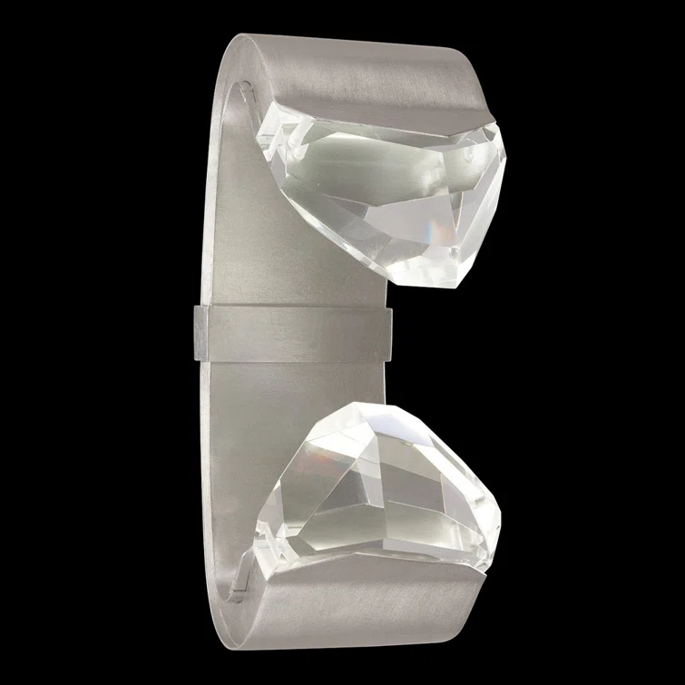 Strata Silver Leaf Dimmable 2-Light LED Wall Sconce with Carved Crystals