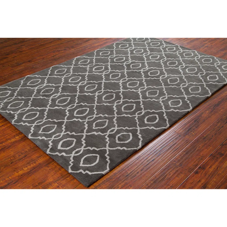 Stella Patterned Contemporary Wool Charcoal/Cream Area Rug