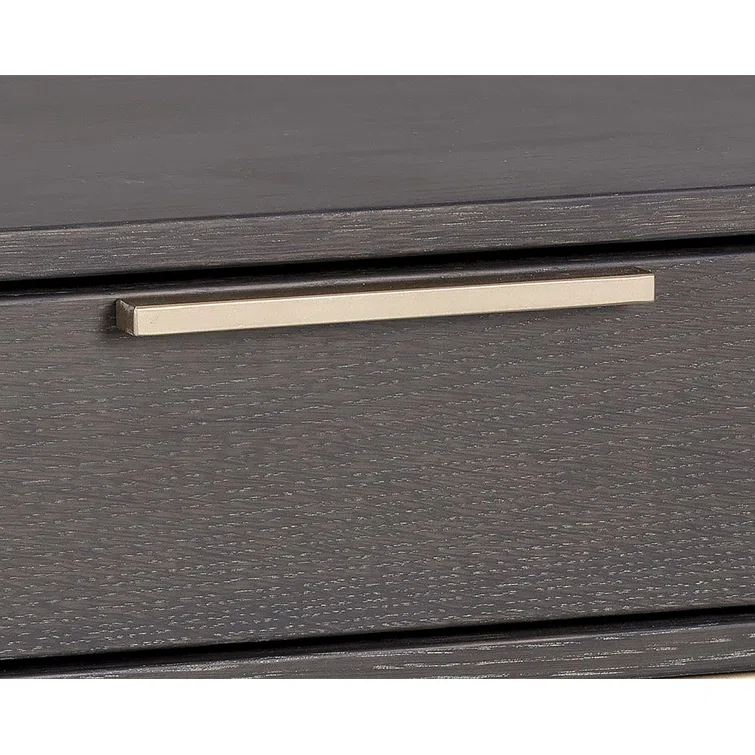 Gray Oak and Gold 1-Drawer Nightstand