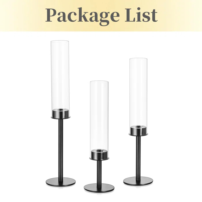 NIERBO Candlestick Holders Hurricane Candle Holder, 3pcs Candle Stick Candle Holder Candelabra (Set of 3)