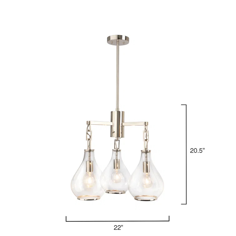 Mini Crestwood Nickel Finish 3-Light Clear Glass Chandelier