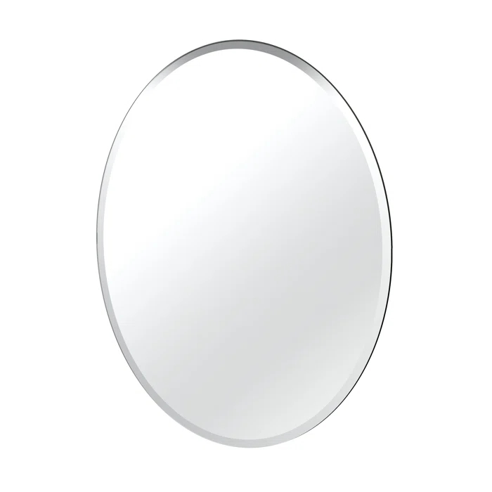 Gatco Modern Frameless Beveled Oval Wall Bathroom / Vanity Mirror