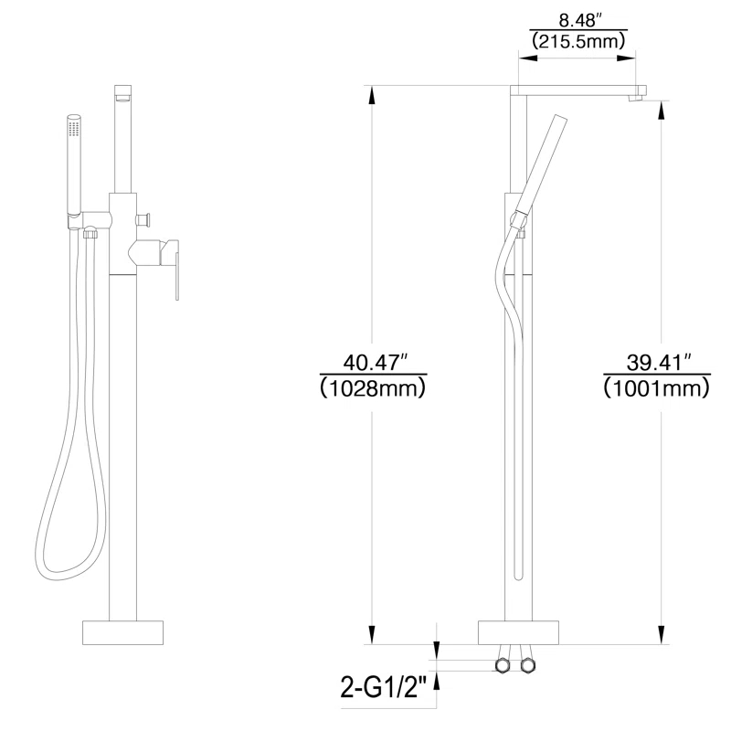 1 Handle Floor Tub Filler with Diverter