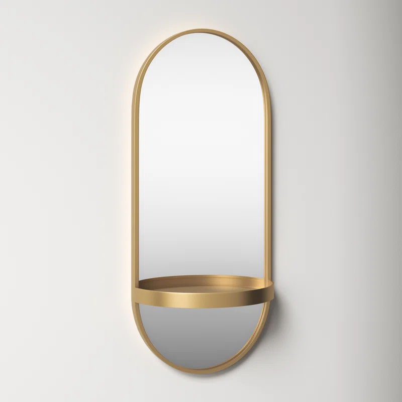 Lumi Metal Flat Mirror with Shelves