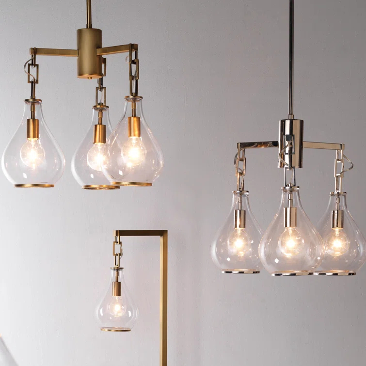 Mini Crestwood Nickel Finish 3-Light Clear Glass Chandelier