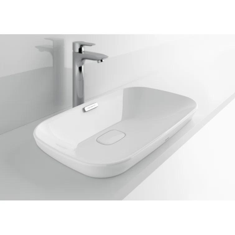 Neorest® Cotton White Rectangular Vessel Bathroom Sink with Overflow