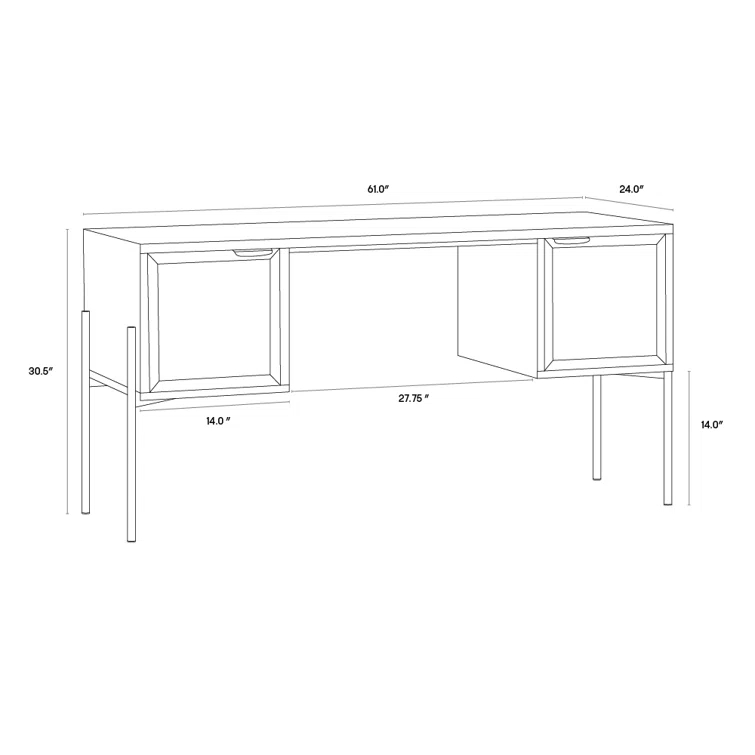 Executive Black Oak 61" Home Office Desk with Drawer