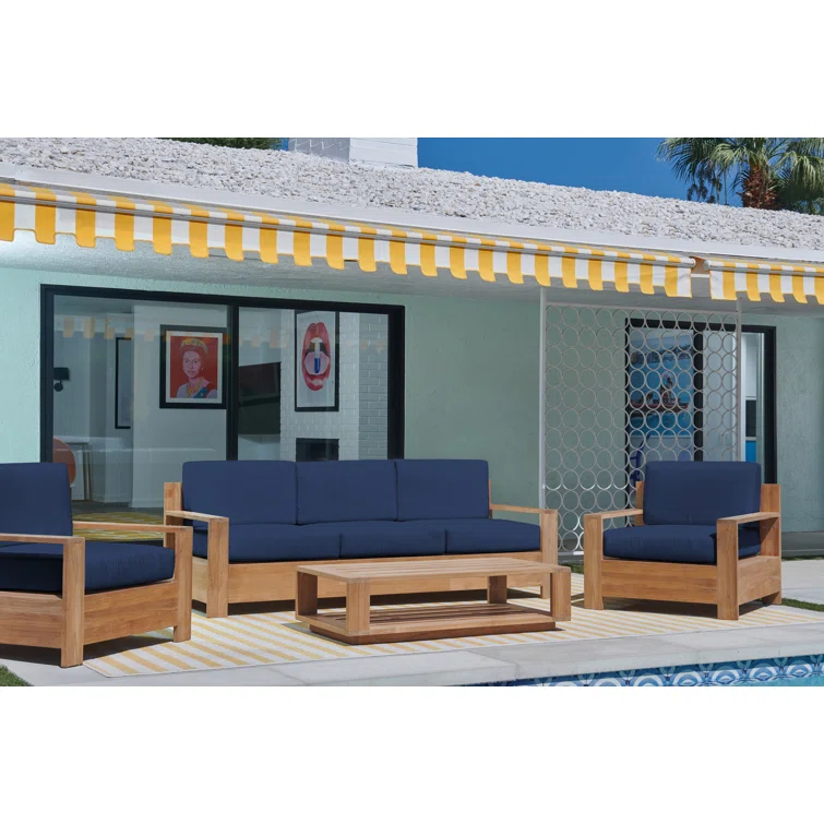 Miguelina 87'' Teak Outdoor Sofa with Sunbrella Cushions
