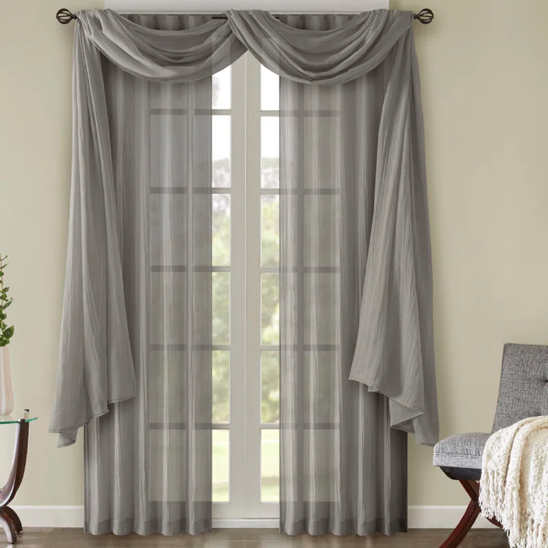 Harper Solid Crushed Curtain Panel Pair